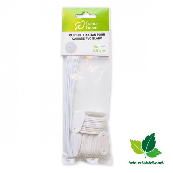 Clips de fixation blanc par 26 pour canisse PVC