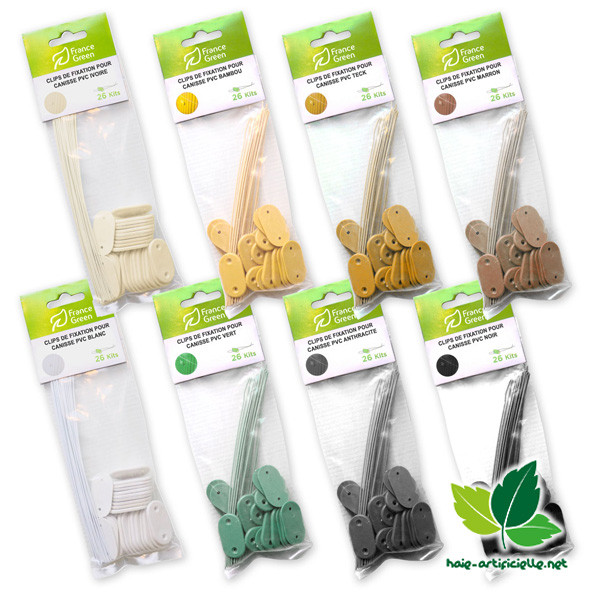 Différentes couleurs de clips de fixation pour canisse PVC vendus par 26 Différentes couleurs de clips de fixation pour canisse PVC vendus par 26