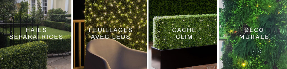 décoration de murs végétaux artificiels avec guirlande lumineuse